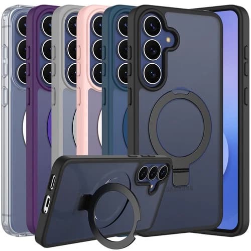 For Samsung Galaxy S25 FE Case Phone Cover Magnetic Ring Stand + Tempered Glass