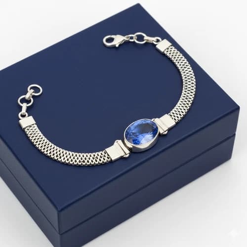 Blue Tanzanite Gemstone Handmade 925 Sterling Silver Jewelry Chain Bracelet ADJ