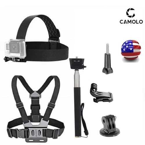 4 IN 1 Head Chest Strap Mount Action Camera Accessories Bundle For GoPro Phone S