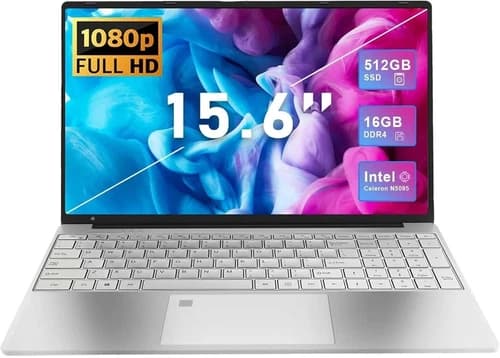 15.6" FHD Laptop 16GB RAM 512GB SSD Intel Celeron N5095 Win 11 Pro Backlit KB