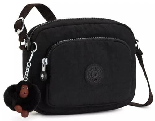 Kipling HUBEI Crossbody Bag Handbag Purse KI9005 BLACK 8"x6"x3" $94 MONKEY NEW