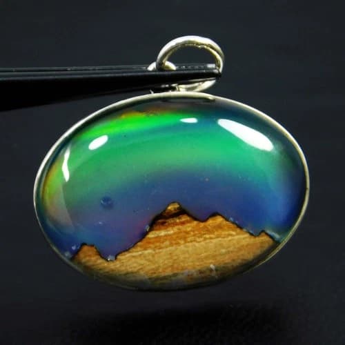 Natural Aurora Opal 26.50 Ct Certified 925 Sterling Silver Pendant Jewelry Gift