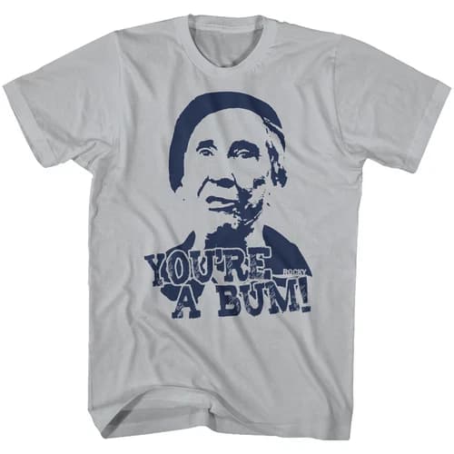 Rocky T-Shirt Coach Mickey You're A Bum Silver Tee