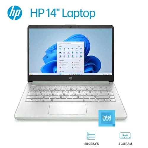 HP - 14" Laptop Intel Processor N150 4GB Memory 128GB UFS Win11 Willow Green