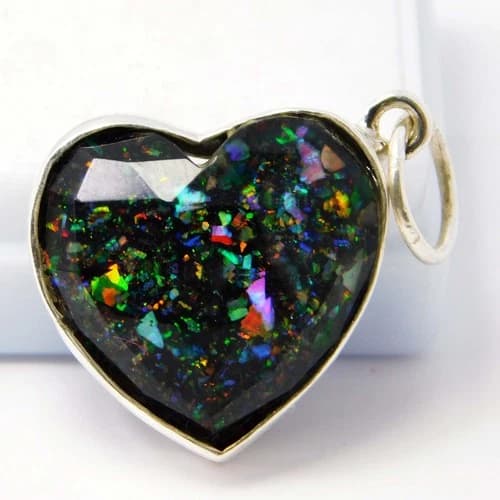 Certified 13.40 Ct Natural Ethiopian Black Opal 925 Silver Pendant Gift Jewelry