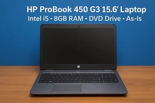 HP ProBook 450 G3 – 15.6” Laptop – Intel Core i5 – 8GB RAM – DVD Drive – As-Is