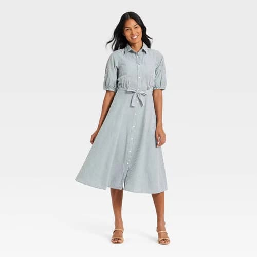 Women's Midi Button-Down Shirtdress - A New Day