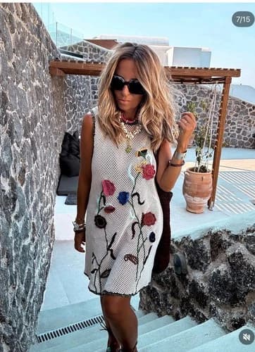 ZARA NEW FW25 CROCHET DRESS WITH FLORAL EMBROIDERY ZW COLLECTION 7521/243_S,L