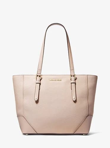 Michael Kors Aria Large Pebbled Leather Tote Top Zip Bag Soft Pink Gold Tone NEW