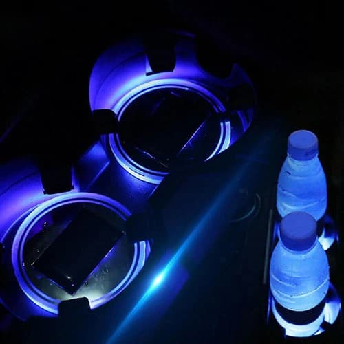 2pcs LED Solar Cup Pad Car Light Cover Interior Decoration Car Light Accessories
