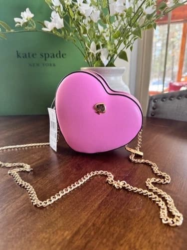 Kate Spade Love Shack 3D Mini Heart Crossbody Purse - Surf Pink NWT