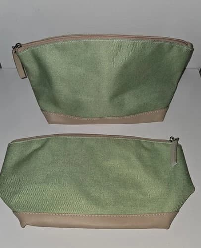 2 x ESTEE LAUDER * MINT GREEN COSMETIC MAKEUP TRAVEL HAND CANVAS BAG POUCH * NEW