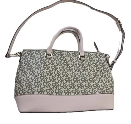 DKNY Bryant Medium Leather SatchelTote Logo Tan Pink Classic Work, Career New