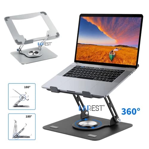 360° Rotating Adjutable Metal Laptop Stand Riser Computer Holder Notebook Desk