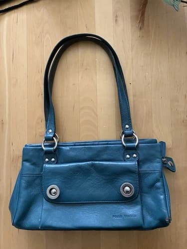 Wilson Leather Dark Turquoise Purse Handbag 11" X 6" X 3" VG 3 Zipper Sections
