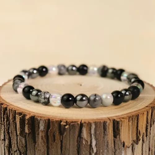 Empathy Protection Four Natural Gemstone Beads Healing Reiki Woman Man Bracelet