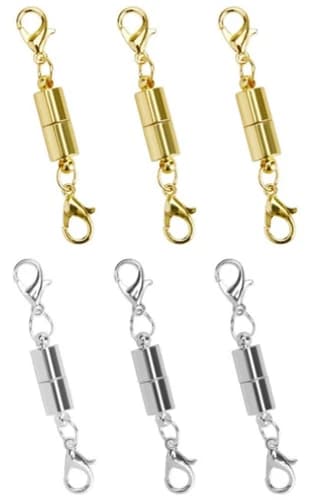6pc Gold and Silver Tone Magnetic Lobster Clasp for Jewelry Necklace Color